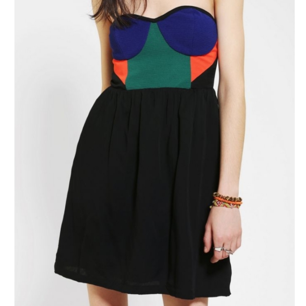 Sparkle & Fade Colorblock Strapless Mini Dress Sz0